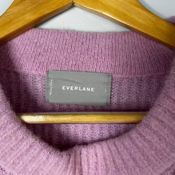 Everlane Alpaca Wool Crewneck Sweater Womens Large Pink Preppy Thick Chunky Knit - Picture 6 of 9